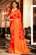 Scarlet Red Silk Saree