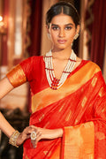 Scarlet Red Silk Saree