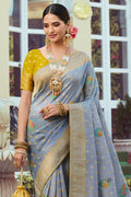 Dusky Blue Tissue Saree