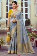 Dusky Blue Tissue Saree