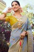 Dusky Blue Tissue Saree