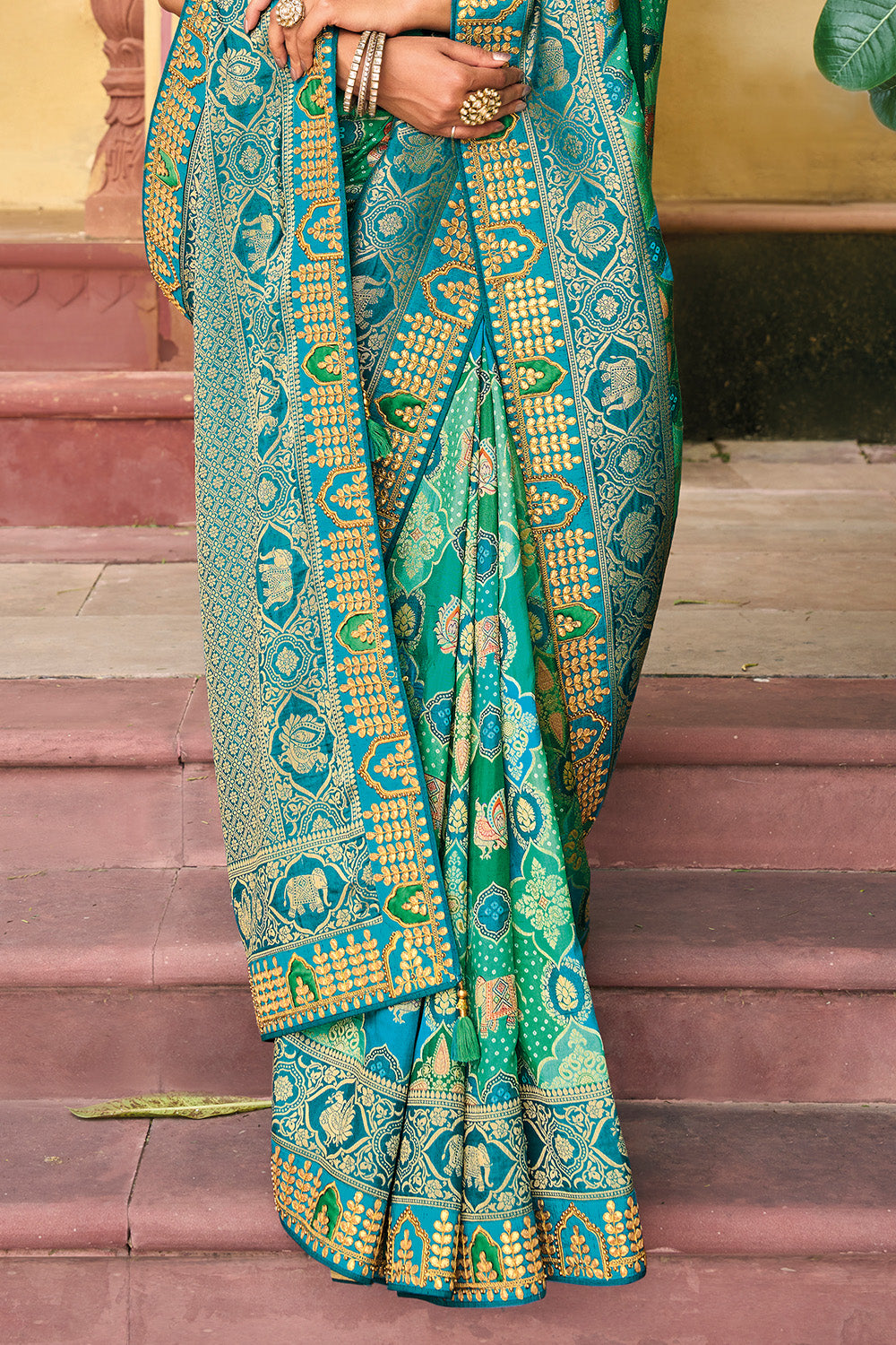 Buy Digital Printed Crepe Silk Sea Green Saree (NWSA-6063) Online