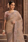 Sand Beige Organza Saree