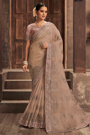 Sand Beige Organza Saree