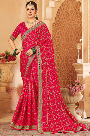 Hot Pink Silk Saree