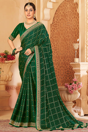 Bottle Green Silk Saree