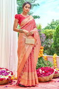 Strawberry Pink Kanjivaram Saree