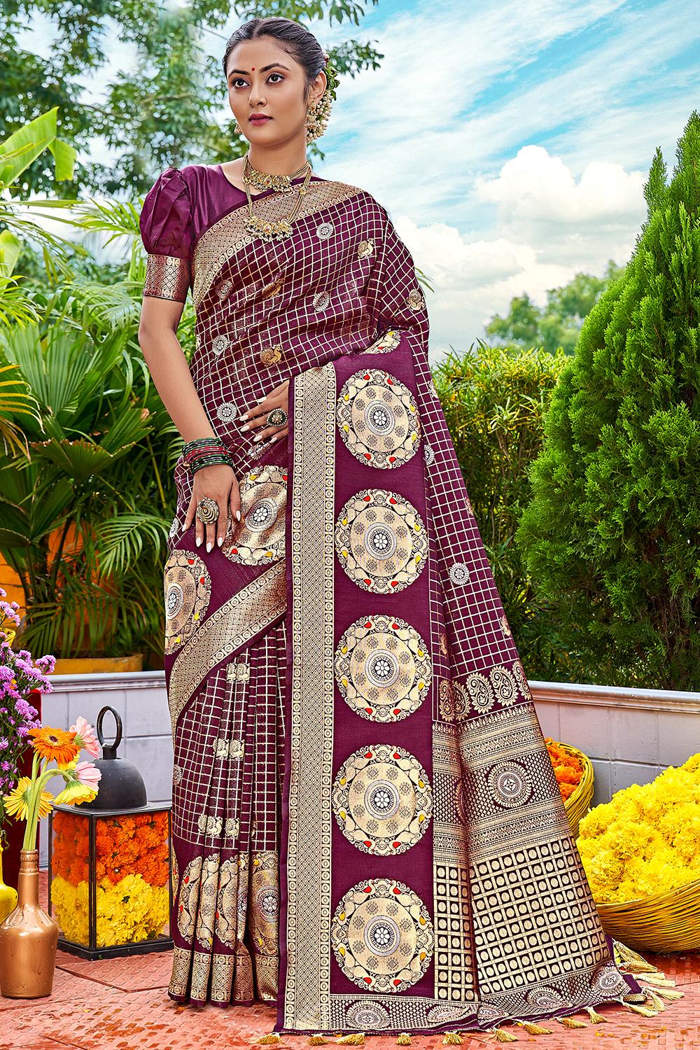 Dark Brown Kanjivaram Silk Saree | Leemboodi