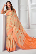 Beige And Peach Cotton Saree