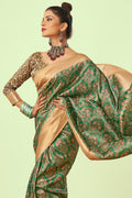 Moss Green Digital Print Saree