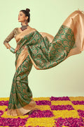 Moss Green Digital Print Saree