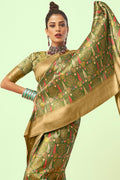 Olive Green Digital Print Saree