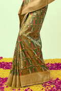 Olive Green Digital Print Saree