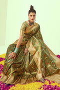 Olive Green Digital Print Saree