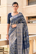 Aegon Blue Digital Print Saree