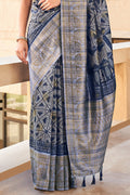 Aegon Blue Digital Print Saree