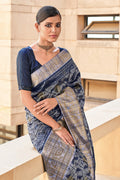 Aegon Blue Digital Print Saree