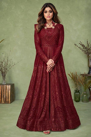 Rosewood Maroon Anarkali Suit