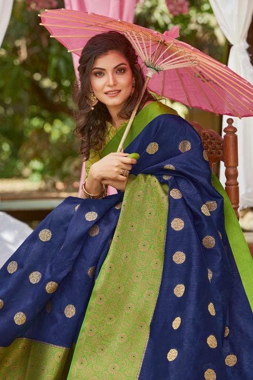 Buy orange designer banarasi saree online on Karagiri | SALE