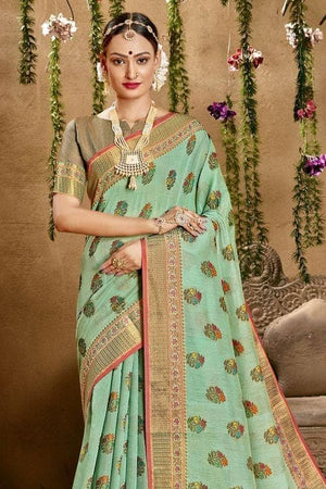 Fern Green Banarasi Chanderi Saree