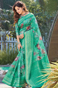 Jungle Green Banarasi Chanderi Saree