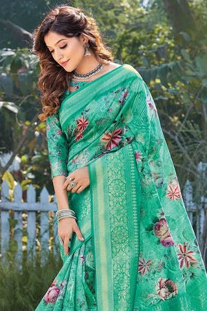 Jungle Green Banarasi Chanderi Saree