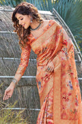 Starfish Orange Banarasi Chanderi Saree