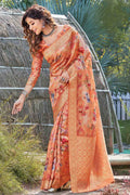 Starfish Orange Banarasi Chanderi Saree