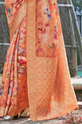 Starfish Orange Banarasi Chanderi Saree