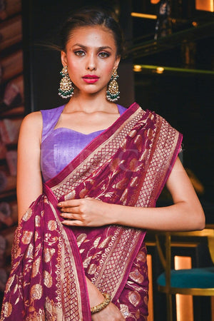 Buy BPLASH FASHION Woven Kanjivaram Pure Silk Purple Sarees Online @ Best  Price In India | Flipkart.com