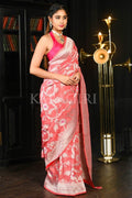 Banarasi Khaddi Georgette Saree Peach Pink Khaddi Georgette Banarasi Saree saree online