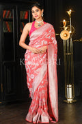 Banarasi Khaddi Georgette Saree Peach Pink Khaddi Georgette Banarasi Saree saree online