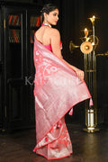 Banarasi Khaddi Georgette Saree Peach Pink Khaddi Georgette Banarasi Saree saree online