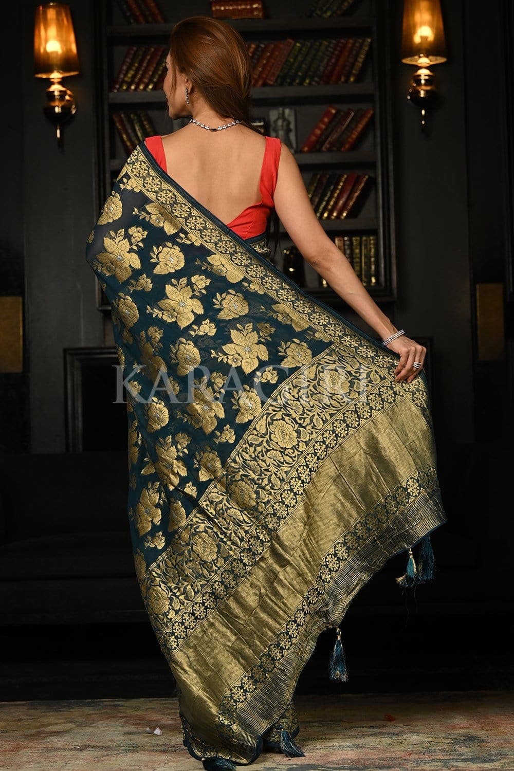 Yellow banarasi khaddi georgette silk sarees