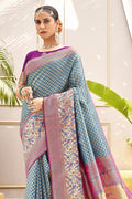 blue banarasi saree