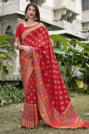 Crimson Red Banarasi Patola Saree