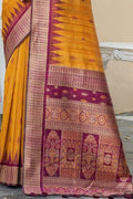 Saffron Yellow Banarasi Raw Silk Saree