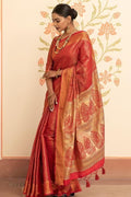 Apple Red Banarasi Saree