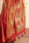 Apple Red Banarasi Saree