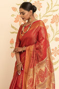 Apple Red Banarasi Saree