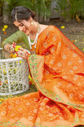 Banarasi Saree Apricot Orange Banarasi Saree saree online