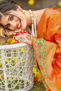 Banarasi Saree Apricot Orange Banarasi Saree saree online