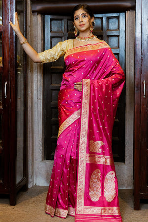 Azelea Pink Banarasi Saree