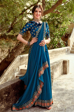 Azure Blue Banarasi Saree