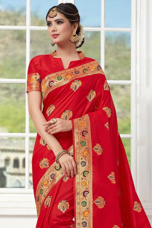 Buy Breathtaking Maroon Solid Saree with Brocade Border Online - .