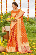 orange silk saree