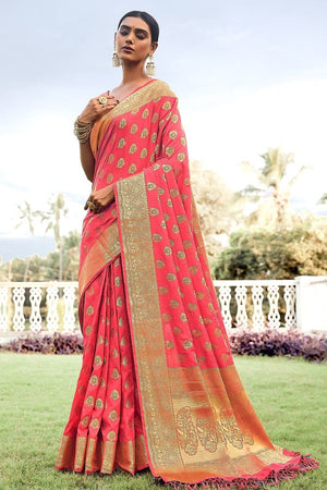 Brick Pink Banarasi Saree