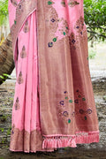 pink silk saree