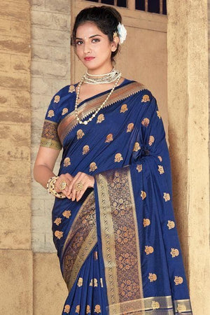 Catalina Blue Banarasi Saree