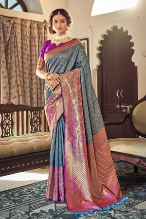 Cerulean Blue Banarasi Saree